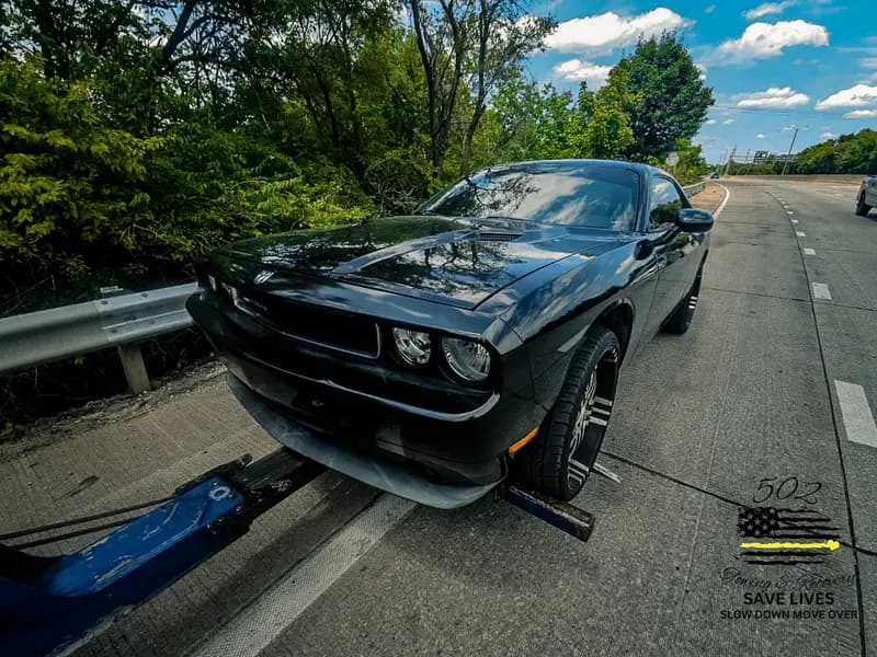 A muscle car recovered on a Louisville roadside